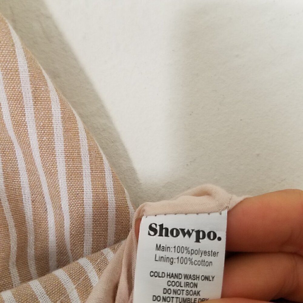 Showpo. Top It Off Pluge Tie Front V-Neck Striped Romper Size 2 - Picture 10 of 10